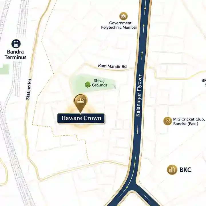Haware One & Only Crown location map, Bandra East